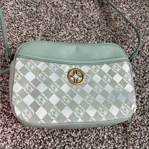 Fossil Green Crossbody Bag with Checkered Design